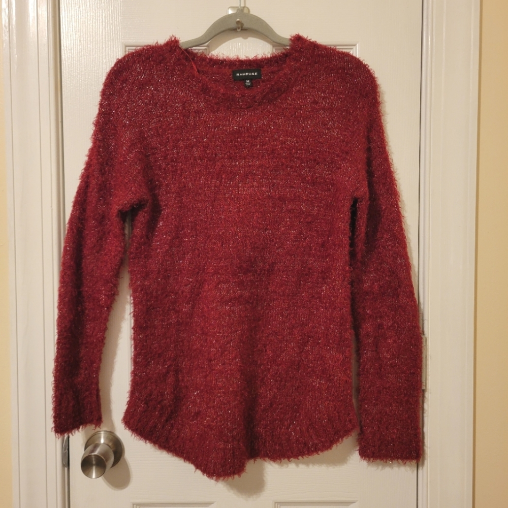 RAMPAGE Burgundy Shimmer/Metallic Fuzzy Sweater - Size M (GUC)